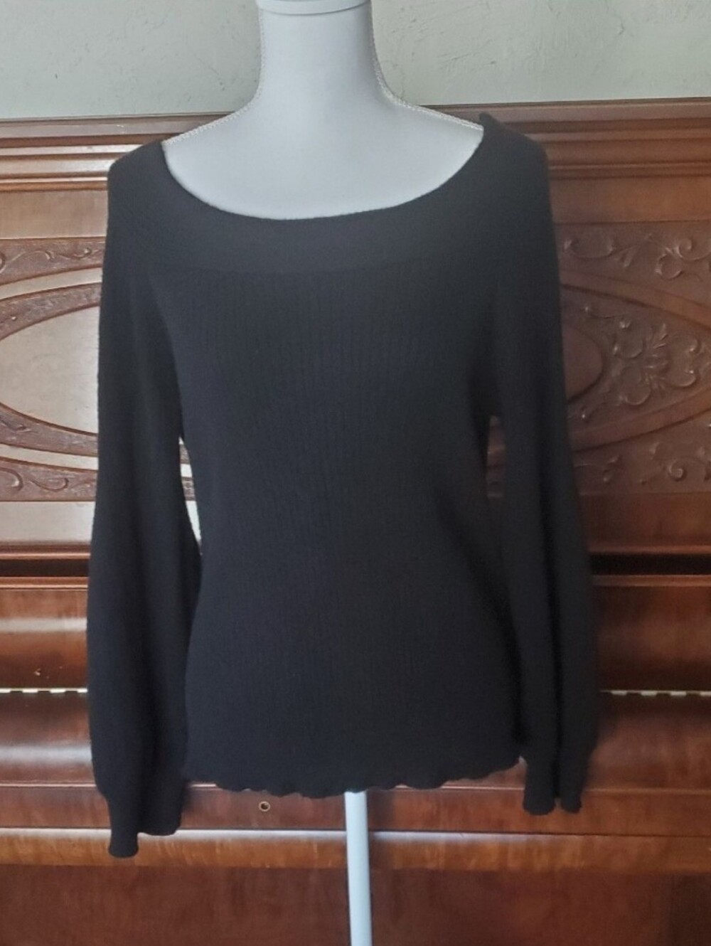 Black Sweater Crewneck Plus Size Sweater 1X Black Top Anthropologie Plus Size 1X